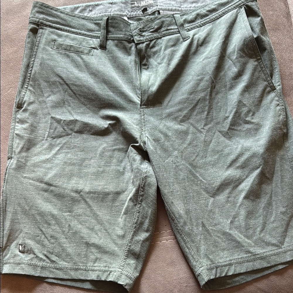 Linksoul Green Flat Front Shorts Lightweight Casual
